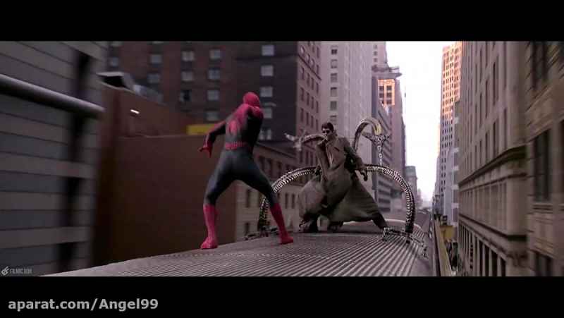 صحنه ای از فیلم مرد عنکبوتی2 - مبارزه مرد عنکبوتی و دکتر اختاپوس - صحنه اکشن