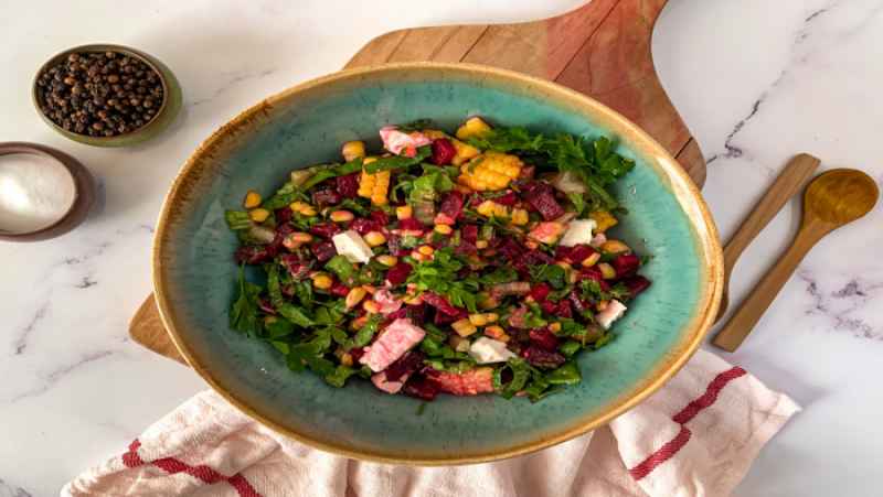 سالاد لبو و ذرت | سالاد زمستونی | corn beetroot salad recipe