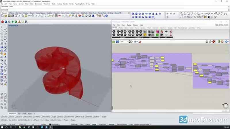 Parametric spiral staircase with Grasshopper for Rhino 3D