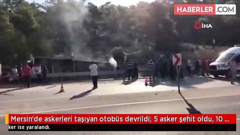 5 نظامی ترکیه در پی واژگونی اتوبوس جان باختند